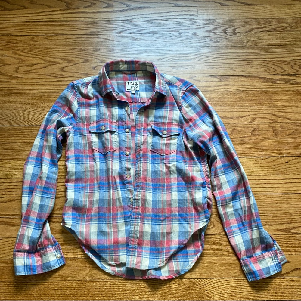 Women’s TNA button down plaid shirt